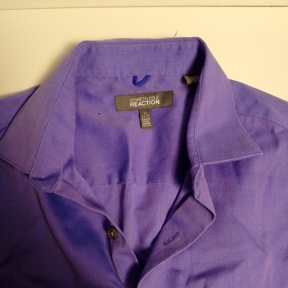 Kenneth Cole Reaction Purple Slim Fit 17 100% Cotton Button Down Shirt - Picture 3 of 6